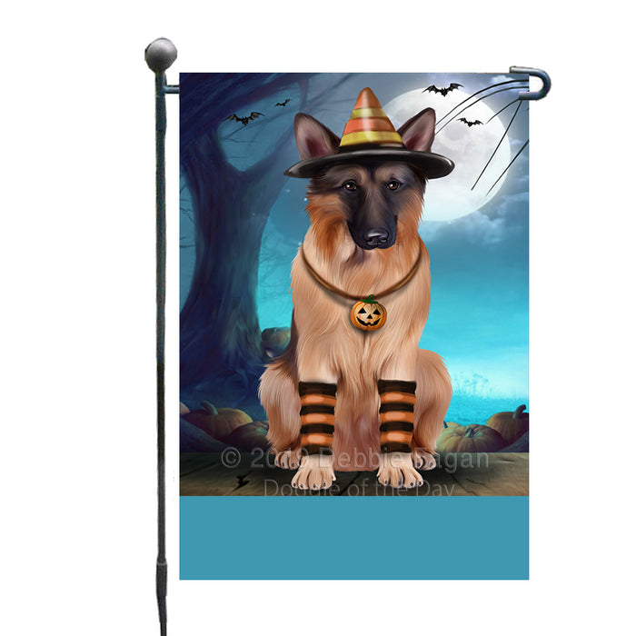 Personalized Happy Halloween Trick or Treat German Shepherd Dog Candy Corn Custom Garden Flag GFLG64411