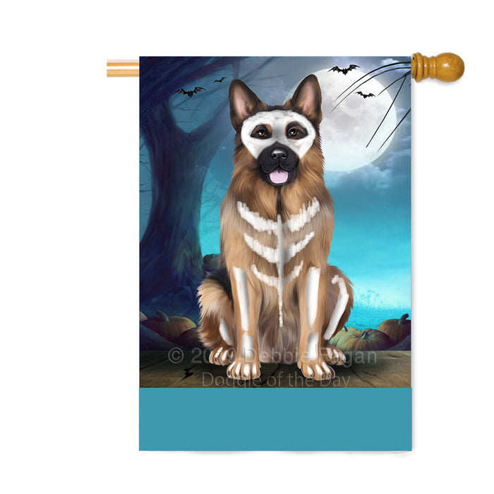 Personalized Happy Halloween Trick or Treat German Shepherd Dog Skeleton Custom House Flag FLG64212