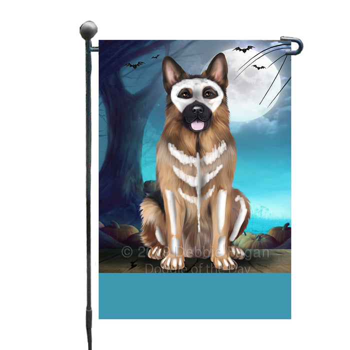 Personalized Happy Halloween Trick or Treat German Shepherd Dog Skeleton Custom Garden Flag GFLG64521