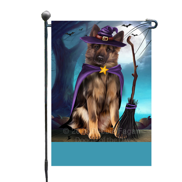 Personalized Happy Halloween Trick or Treat German Shepherd Dog Witch Custom Garden Flag GFLG64576