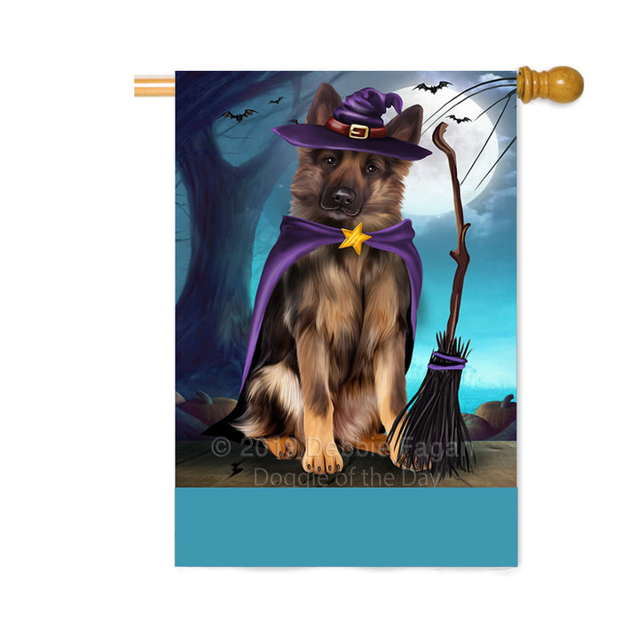 Personalized Happy Halloween Trick or Treat German Shepherd Dog Witch Custom House Flag FLG64267