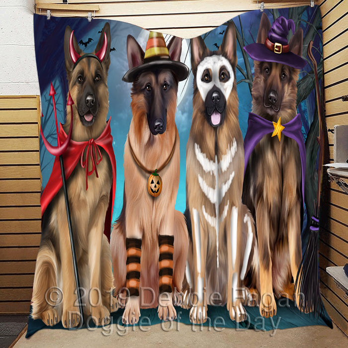 Happy Halloween Trick or Treat German Shepherd Dogs Lightweight Soft Bedspread Coverlet Bedding Quilt QUILT60361