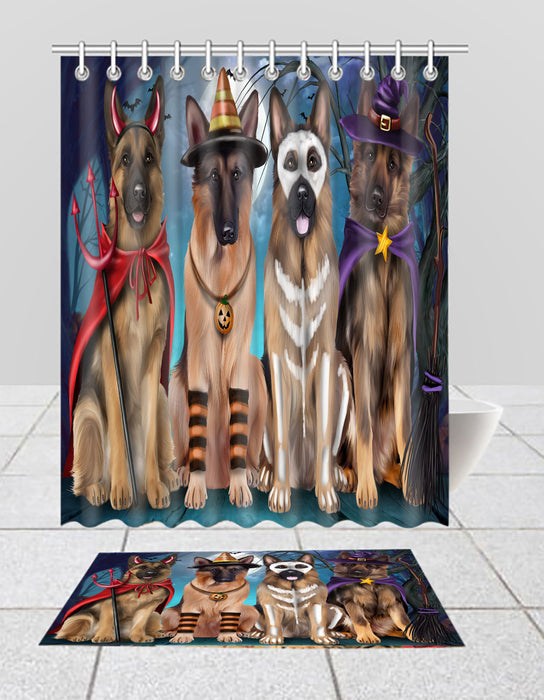 Halloween Trick or Teat German Shepherd Dogs Bath Mat and Shower Curtain Combo