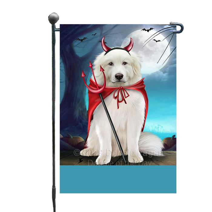 Personalized Happy Halloween Trick or Treat Great Pyrenees Dog Devil Custom Garden Flag GFLG64468