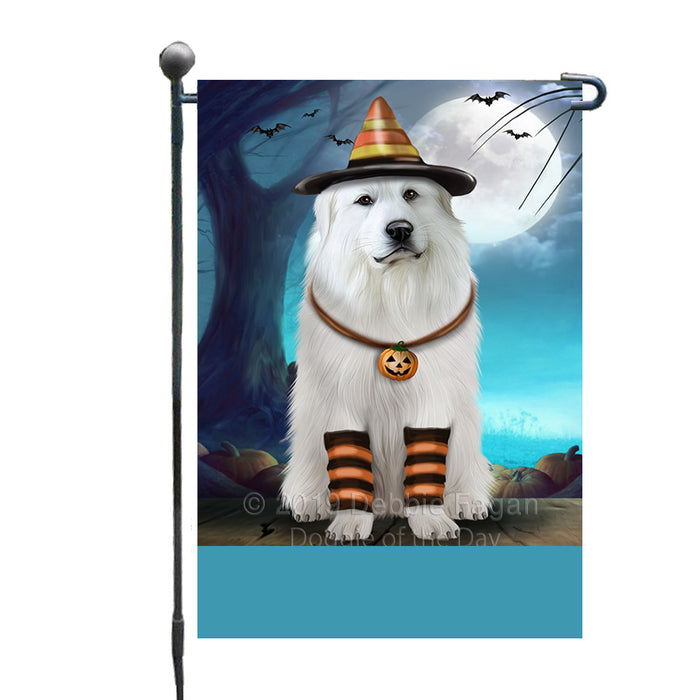 Personalized Happy Halloween Trick or Treat Great Pyrenees Dog Candy Corn Custom Garden Flag GFLG64413