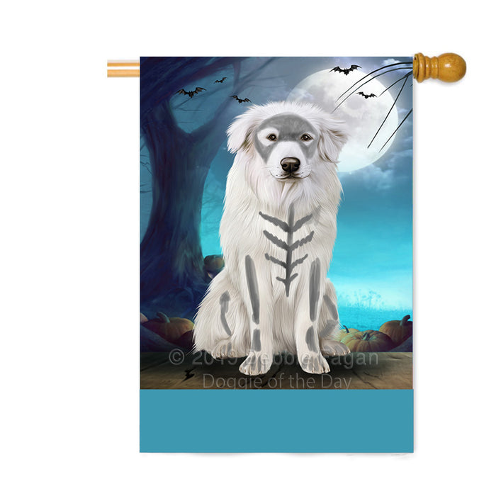 Personalized Happy Halloween Trick or Treat Great Pyrenees Dog Skeleton Custom House Flag FLG64214