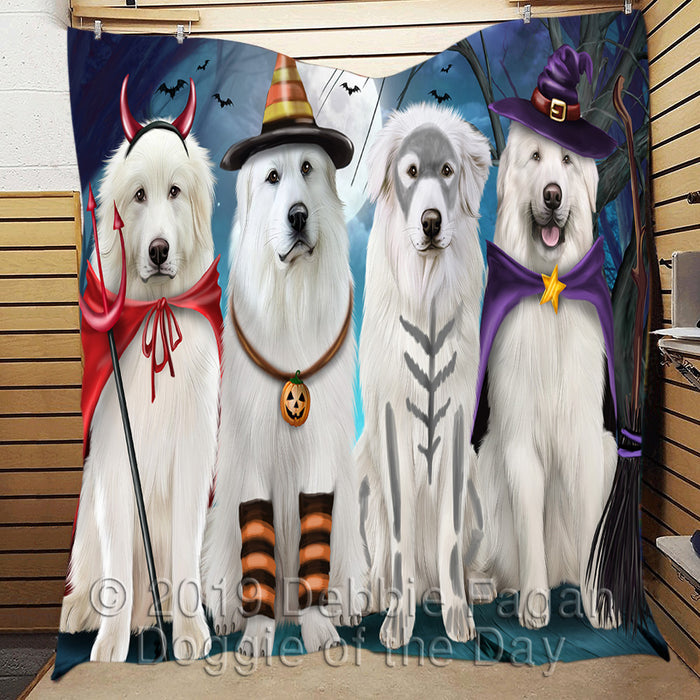 Happy Halloween Trick or Treat Great Pyrenees Dogs Lightweight Soft Bedspread Coverlet Bedding Quilt QUILT60381