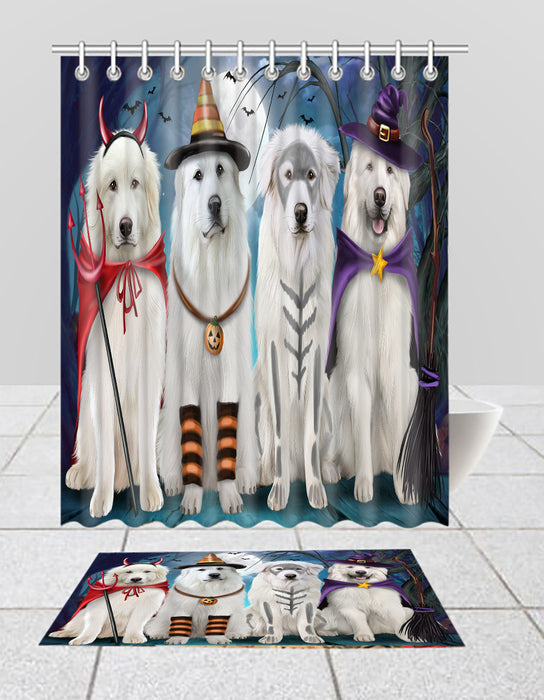 Halloween Trick or Teat Great Pyrenees Dogs Bath Mat and Shower Curtain Combo