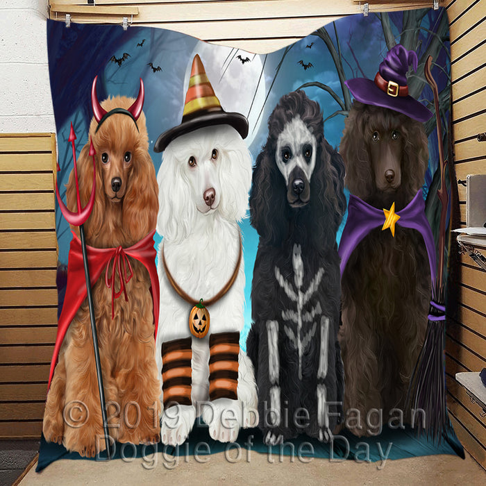Happy Halloween Trick or Treat Poodle Dogs Lightweight Soft Bedspread Coverlet Bedding Quilt QUILT60486
