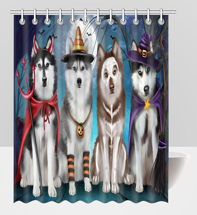 Halloween Trick or Teat Siberian Husky Dogs Shower Curtain