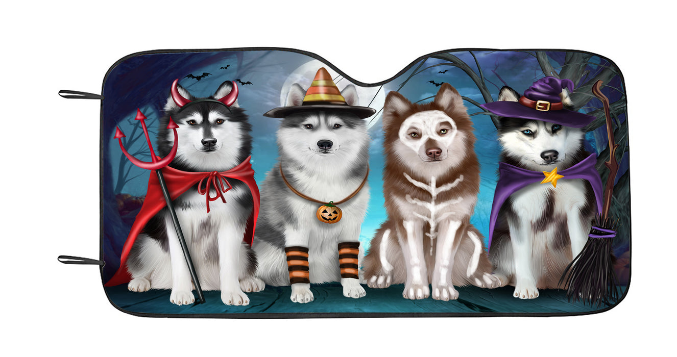 Halloween Trick or Teat Siberian Husky Dogs Car Sun Shade