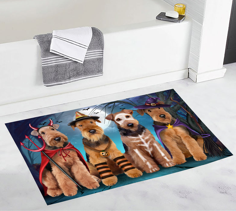 Halloween Trick or Teat Airedale Dogs Bath Mat