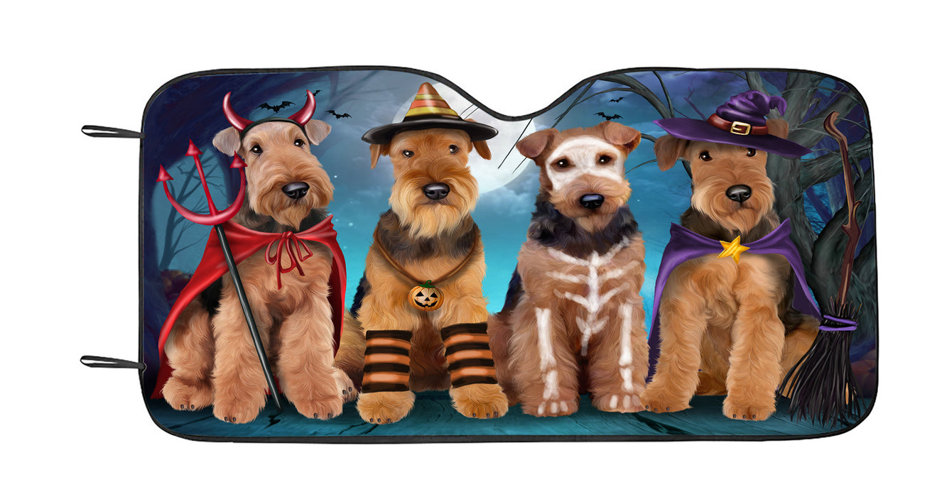Halloween Trick or Teat Airedale Dogs Car Sun Shade