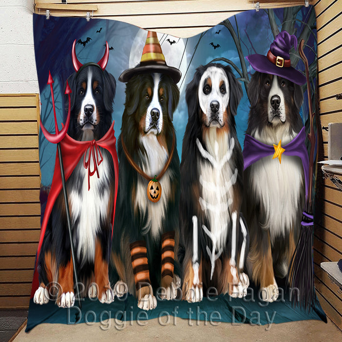 Happy Halloween Trick or Treat Bernese Mountain Dogs Lightweight Soft Bedspread Coverlet Bedding Quilt QUILT60221