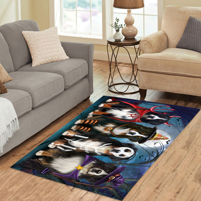 Halloween Trick or Teat Bernese Mountain Dogs Area Rug