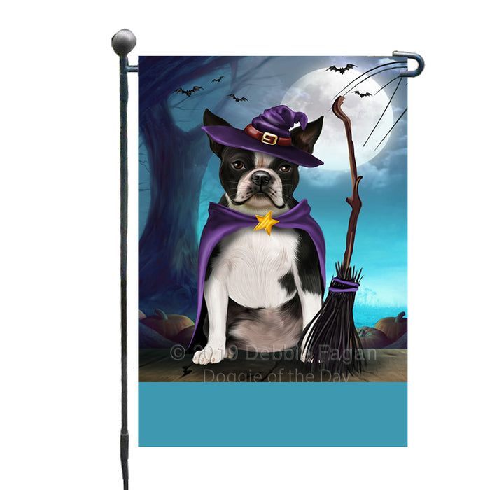 Personalized Happy Halloween Trick or Treat Boston Terrier Dog Witch Custom Garden Flag GFLG64572