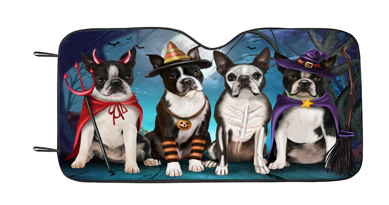 Halloween Trick or Teat Boston Terrier Dogs Car Sun Shade
