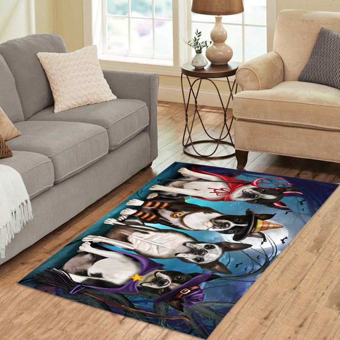 Halloween Trick or Teat Boston Terrier Dogs Area Rug