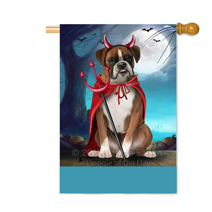 Personalized Happy Halloween Trick or Treat Boxer Dog Devil Custom House Flag FLG64154