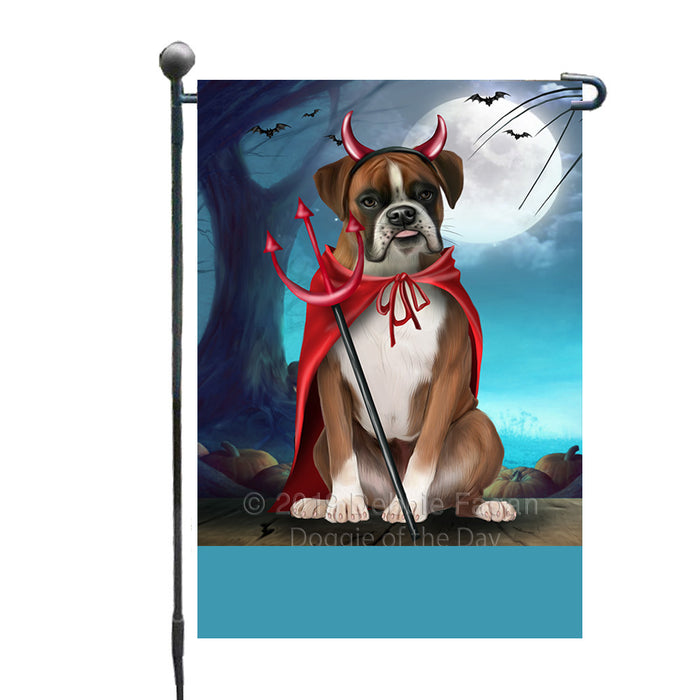 Personalized Happy Halloween Trick or Treat Boxer Dog Devil Custom Garden Flag GFLG64463