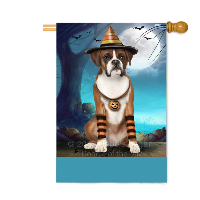 Personalized Happy Halloween Trick or Treat Boxer Dog Candy Corn Custom House Flag FLG64099