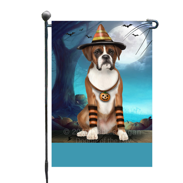 Personalized Happy Halloween Trick or Treat Boxer Dog Candy Corn Custom Garden Flag GFLG64408