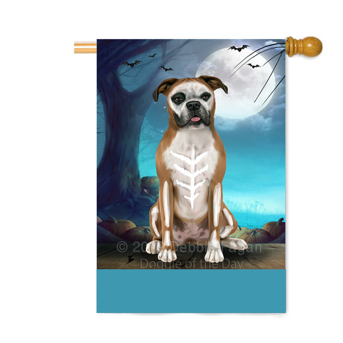 Personalized Happy Halloween Trick or Treat Boxer Dog Skeleton Custom House Flag FLG64209
