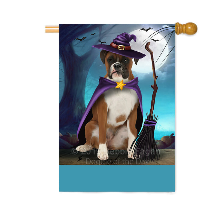 Personalized Happy Halloween Trick or Treat Boxer Dog Witch Custom House Flag FLG64264
