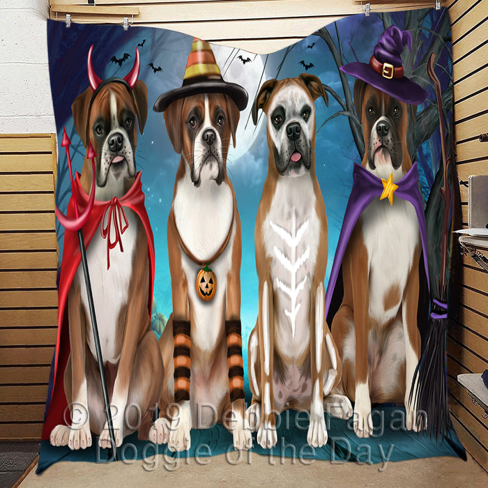 Happy Halloween Trick or Treat Boxer Dogs Lightweight Soft Bedspread Coverlet Bedding Quilt QUILT60261