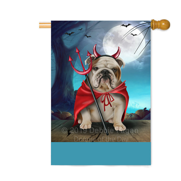 Personalized Happy Halloween Trick or Treat Bulldog Devil Custom House Flag FLG64155