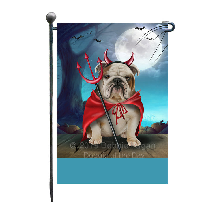 Personalized Happy Halloween Trick or Treat Bulldog Devil Custom Garden Flag GFLG64464