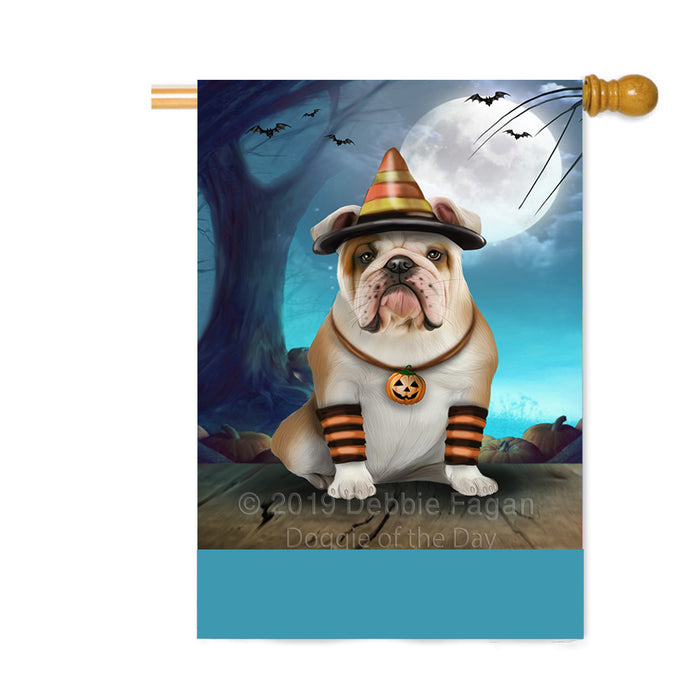 Personalized Happy Halloween Trick or Treat Bulldog Candy Corn Custom House Flag FLG64100