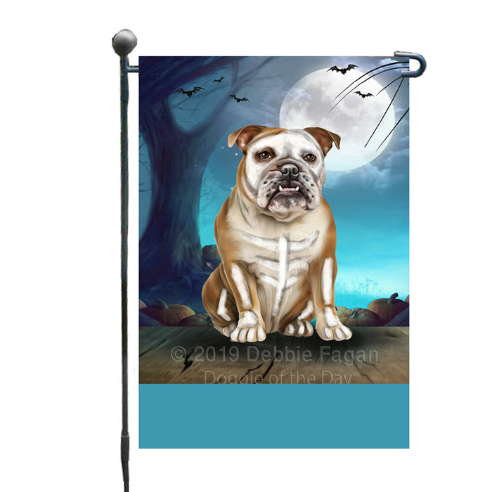 Personalized Happy Halloween Trick or Treat Bulldog Skeleton Custom Garden Flag GFLG64519