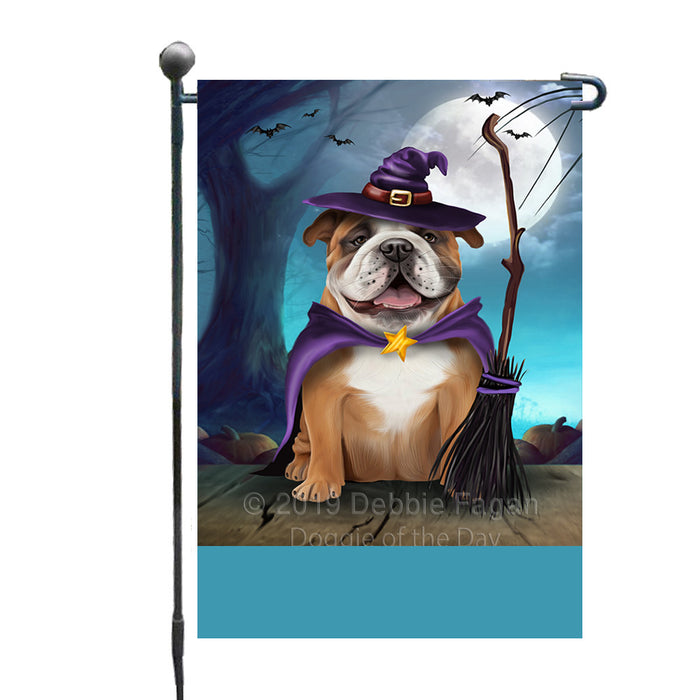Personalized Happy Halloween Trick or Treat Bulldog Witch Custom Garden Flag GFLG64574