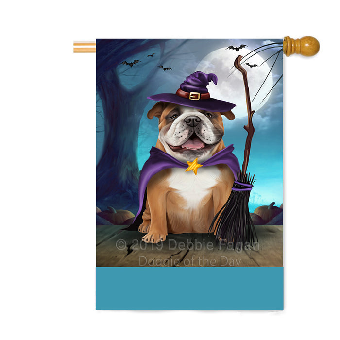 Personalized Happy Halloween Trick or Treat Bulldog Witch Custom House Flag FLG64265