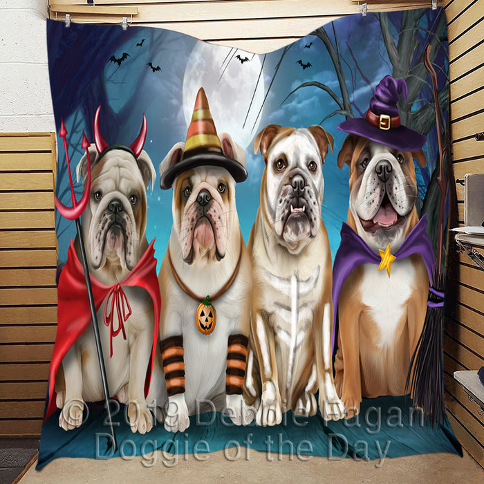 Happy Halloween Trick or Treat Bulldog Dogs Lightweight Soft Bedspread Coverlet Bedding Quilt QUILT60276