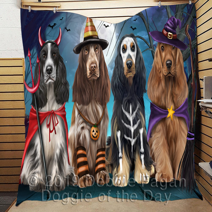 Happy Halloween Trick or Treat Cocker Spaniel Dogs Lightweight Soft Bedspread Coverlet Bedding Quilt QUILT60316
