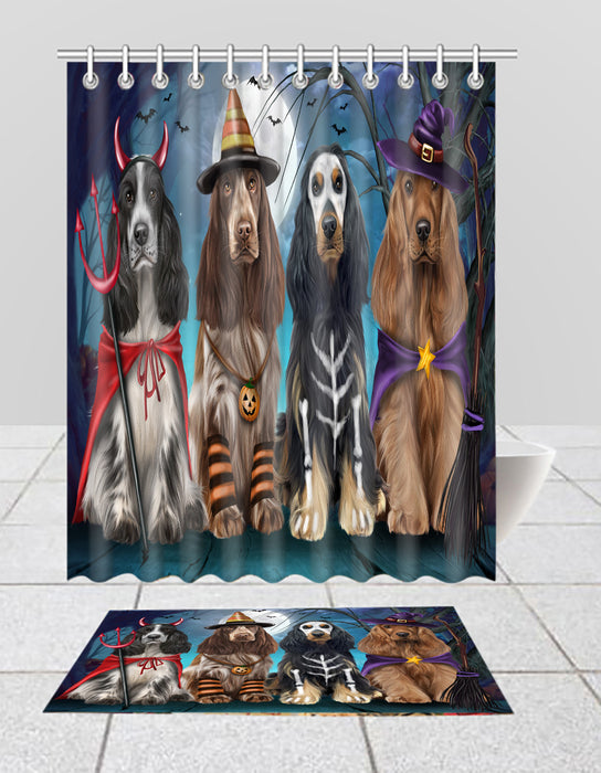 Halloween Trick or Teat Cocker Spaniel Dogs Bath Mat and Shower Curtain Combo