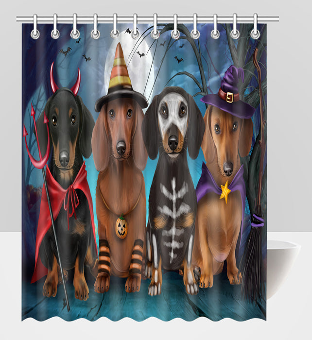 Halloween Trick or Teat Dachshund Dogs Shower Curtain
