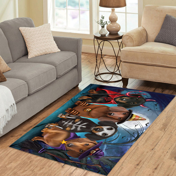 Halloween Trick or Teat Dachshund Dogs Area Rug