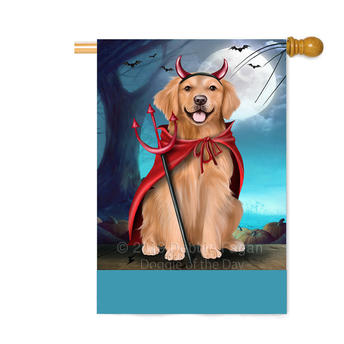 Personalized Happy Halloween Trick or Treat Golden Retriever Dog Devil Custom House Flag FLG64158