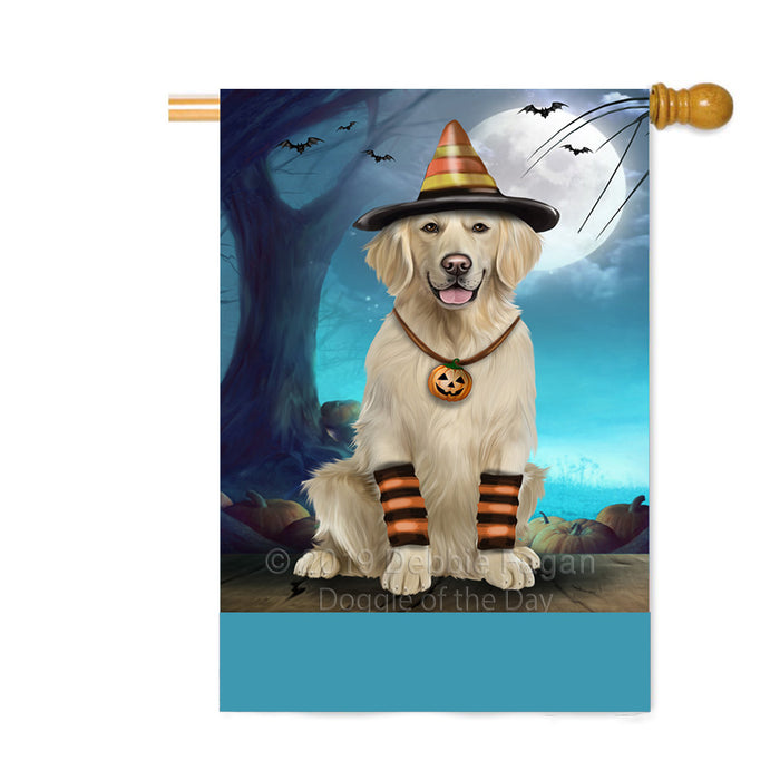 Personalized Happy Halloween Trick or Treat Golden Retriever Dog Candy Corn Custom House Flag FLG64103