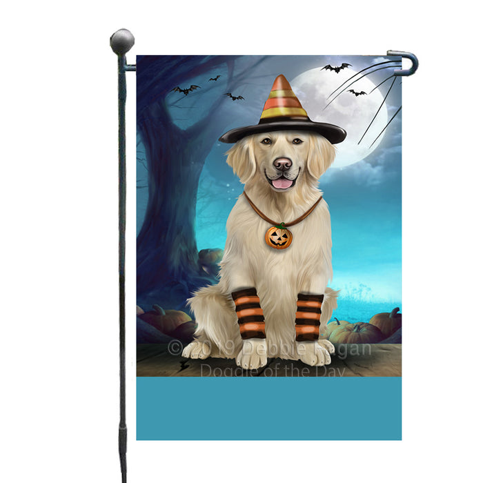 Personalized Happy Halloween Trick or Treat Golden Retriever Dog Candy Corn Custom Garden Flag GFLG64412