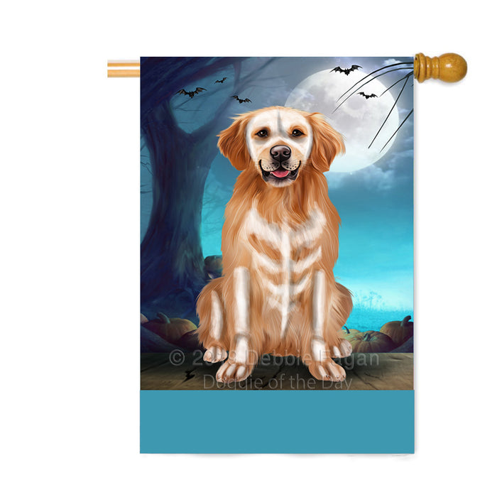 Personalized Happy Halloween Trick or Treat Golden Retriever Dog Skeleton Custom House Flag FLG64213