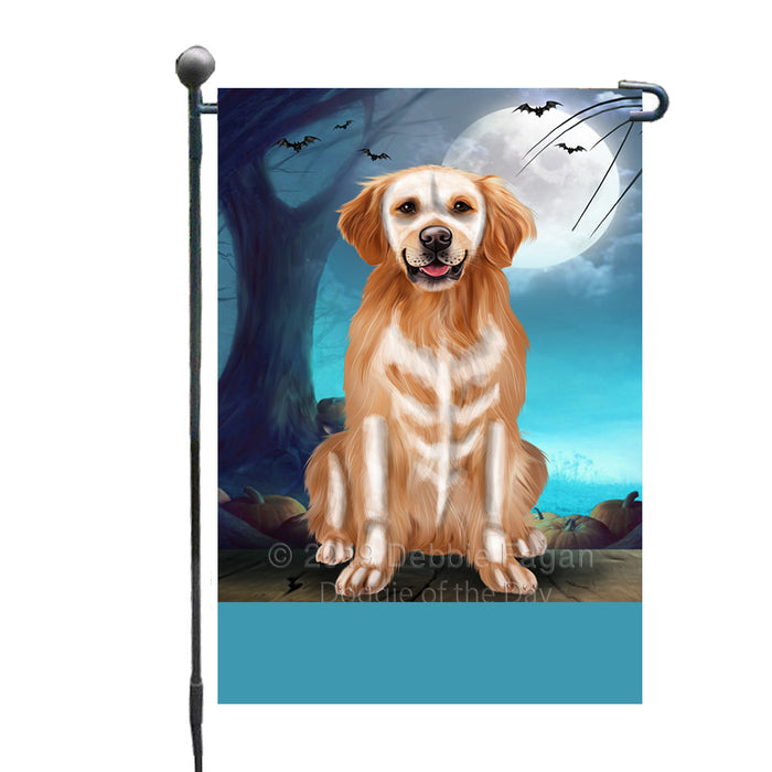 Personalized Happy Halloween Trick or Treat Golden Retriever Dog Skeleton Custom Garden Flag GFLG64522