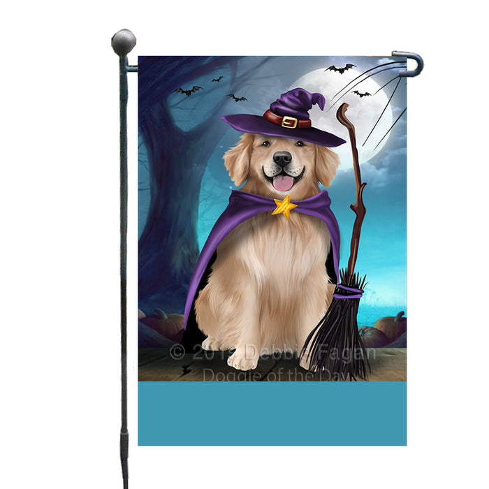 Personalized Happy Halloween Trick or Treat Golden Retriever Dog Witch Custom Garden Flag GFLG64577