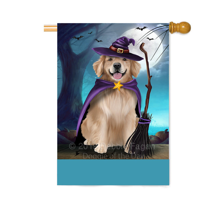 Personalized Happy Halloween Trick or Treat Golden Retriever Dog Witch Custom House Flag FLG64268