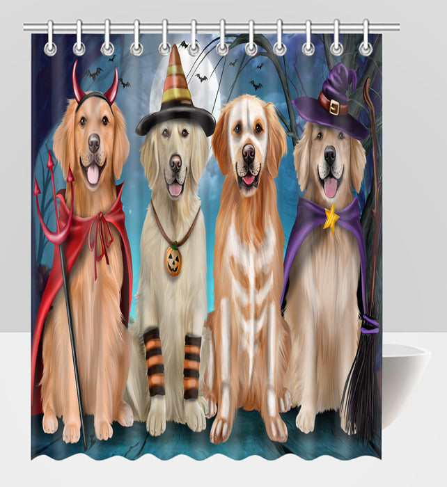 Halloween Trick or Teat Golden Retriever Dogs Shower Curtain