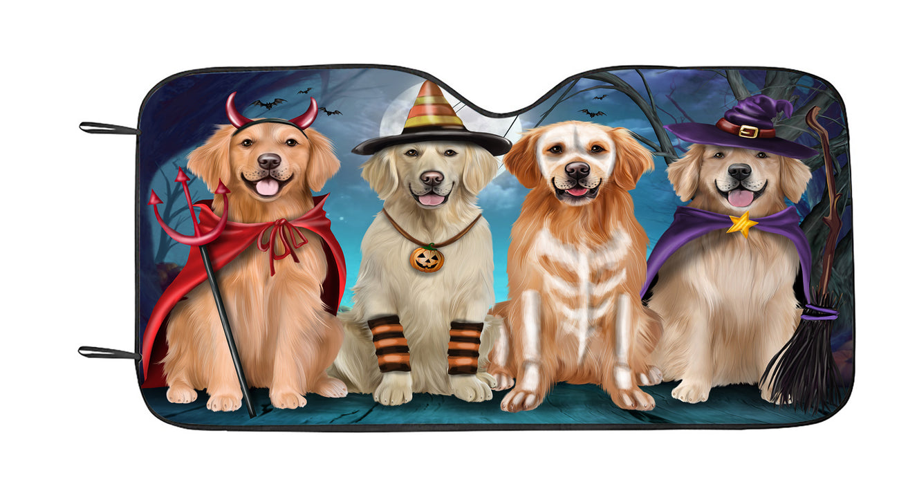 Halloween Trick or Teat Golden Retriever Dogs Car Sun Shade