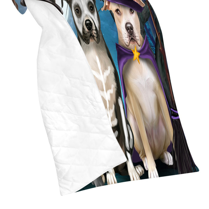 Halloween Trick or Teat Pit Bull Dogs Quilt